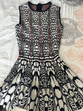 Alexander McQueen | Dresses | Alexander Mcqueen Black And White Long Sleeve  Fit And Flare Dress | Poshmark